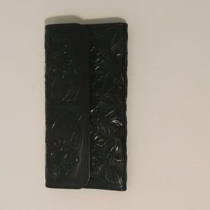 Alex and Royeo Black Leather Floral Tooled Wallet